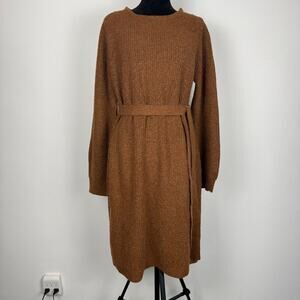 Caslon Nordstrom Rust Brown NEW Waffle Knit Long Sleeve Soft Sweater Dress XXL